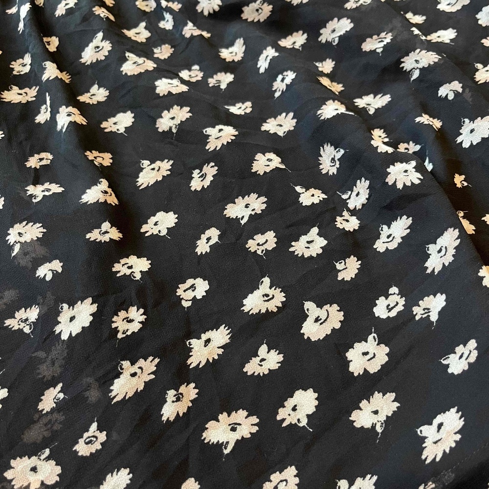 Madewell‎ Black Dress Floral Print Long Sleeve Ruffled Shoulder Detail Womens XS - Picture 5 of 7